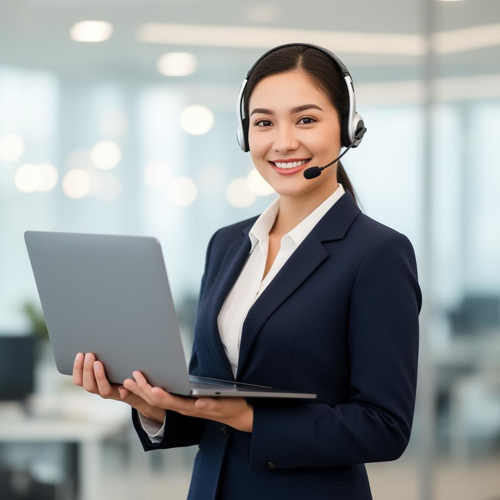 RUOS IT support specialist in a formal suit holding a laptop, ready to assist